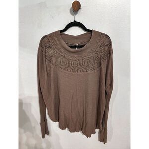Free People Waffle Lace Top